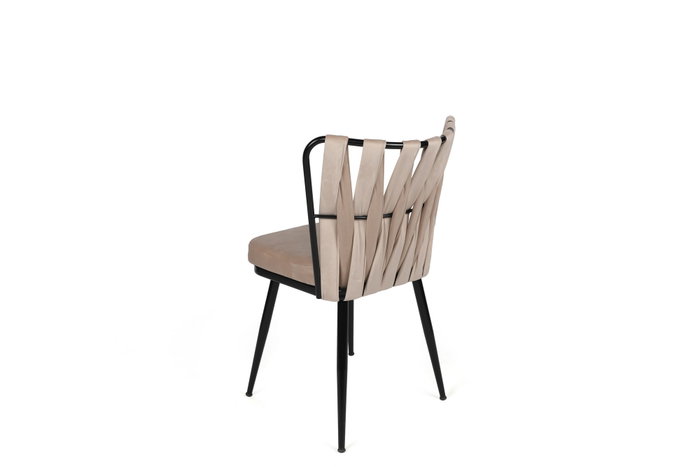 Hanah Home 221 V4 Juego de 4 Sillas de Comedor, Metal y Terciopelo, Crema y Negro, Comodidad y Estilo